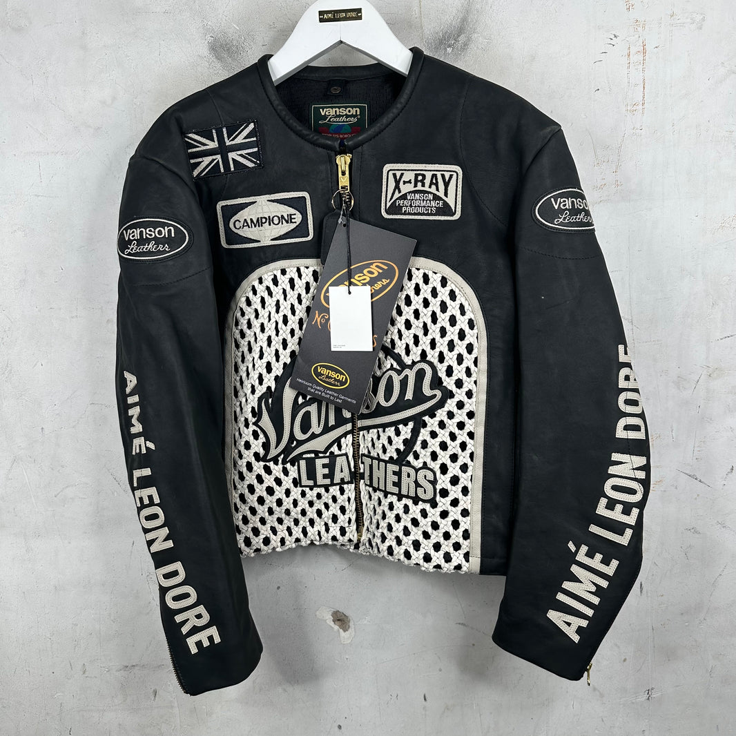 Aime Leon Dore x Vanson Woven Raffia Leather Jacket