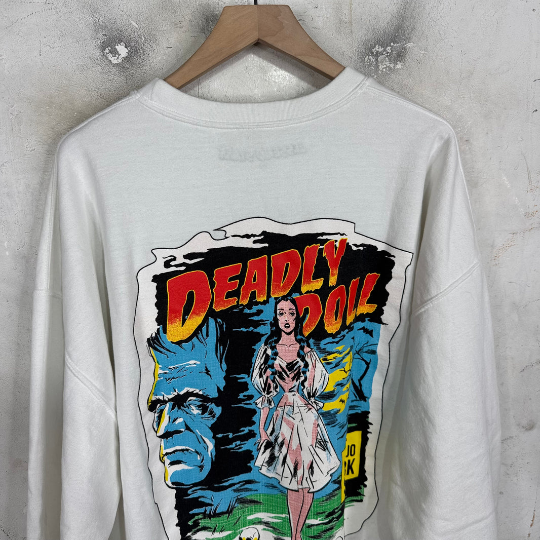 Deadly Doll White Comic Print Crewneck
