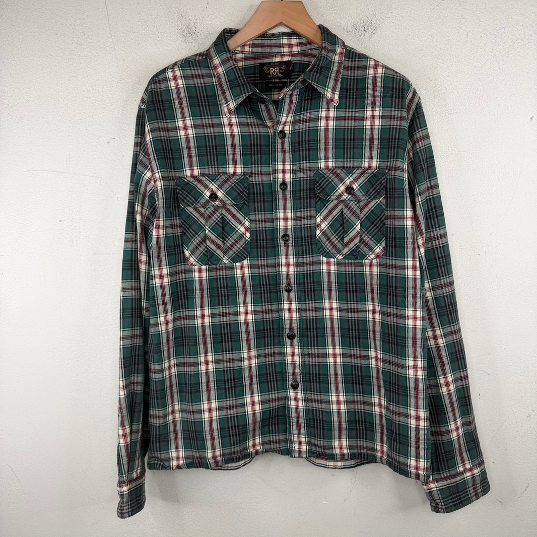 RRL Green/Red Button Up Flannel