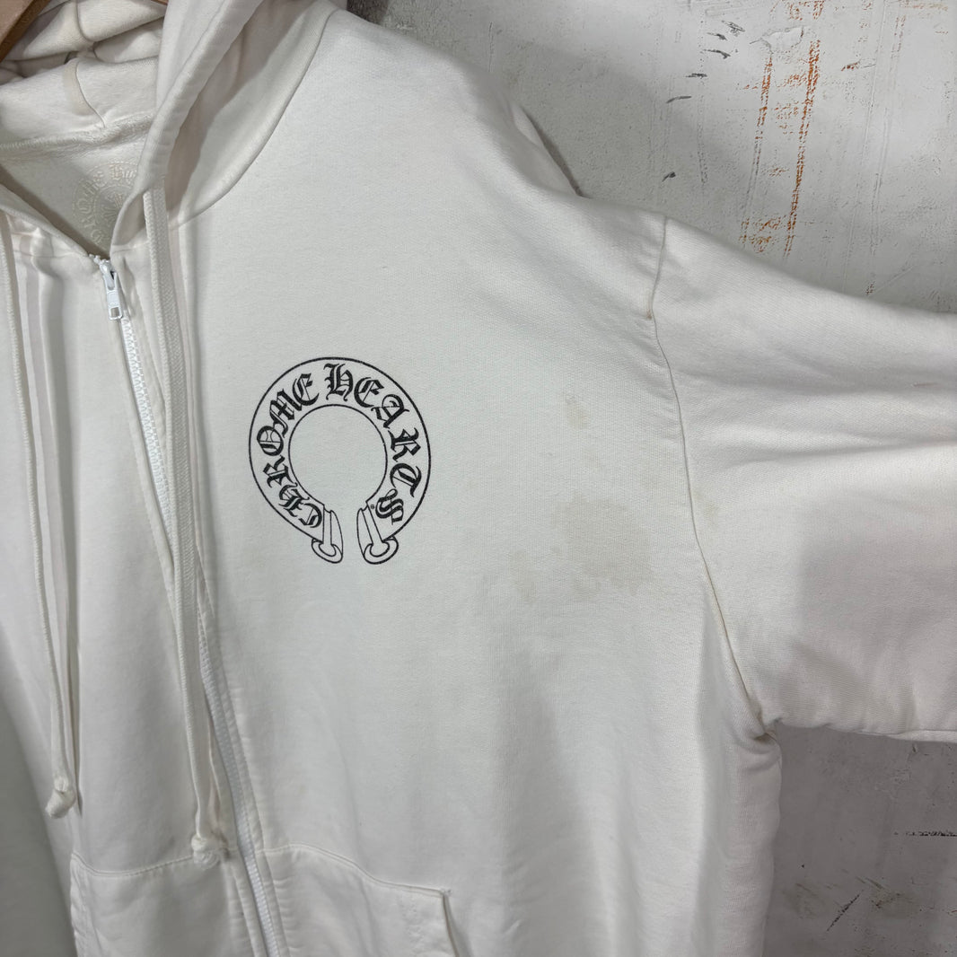Chrome Hearts Smoked White Floral Horseshoe Zip Hoodie