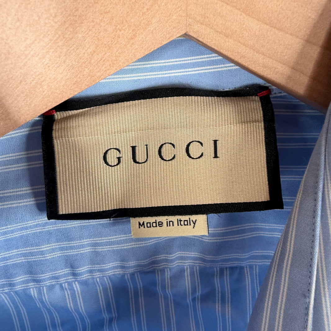 Gucci Blue Striped Button Up Shirt