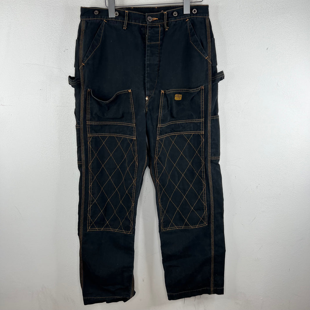 Kapital Double Knee Quilted Black Jeans