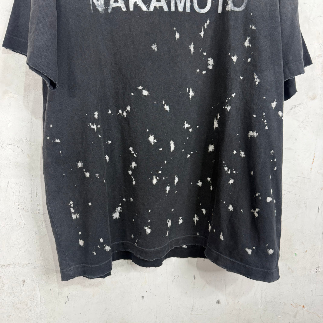 Satoshi Nakamoto Black Distressed Bleach Logo T-Shirt