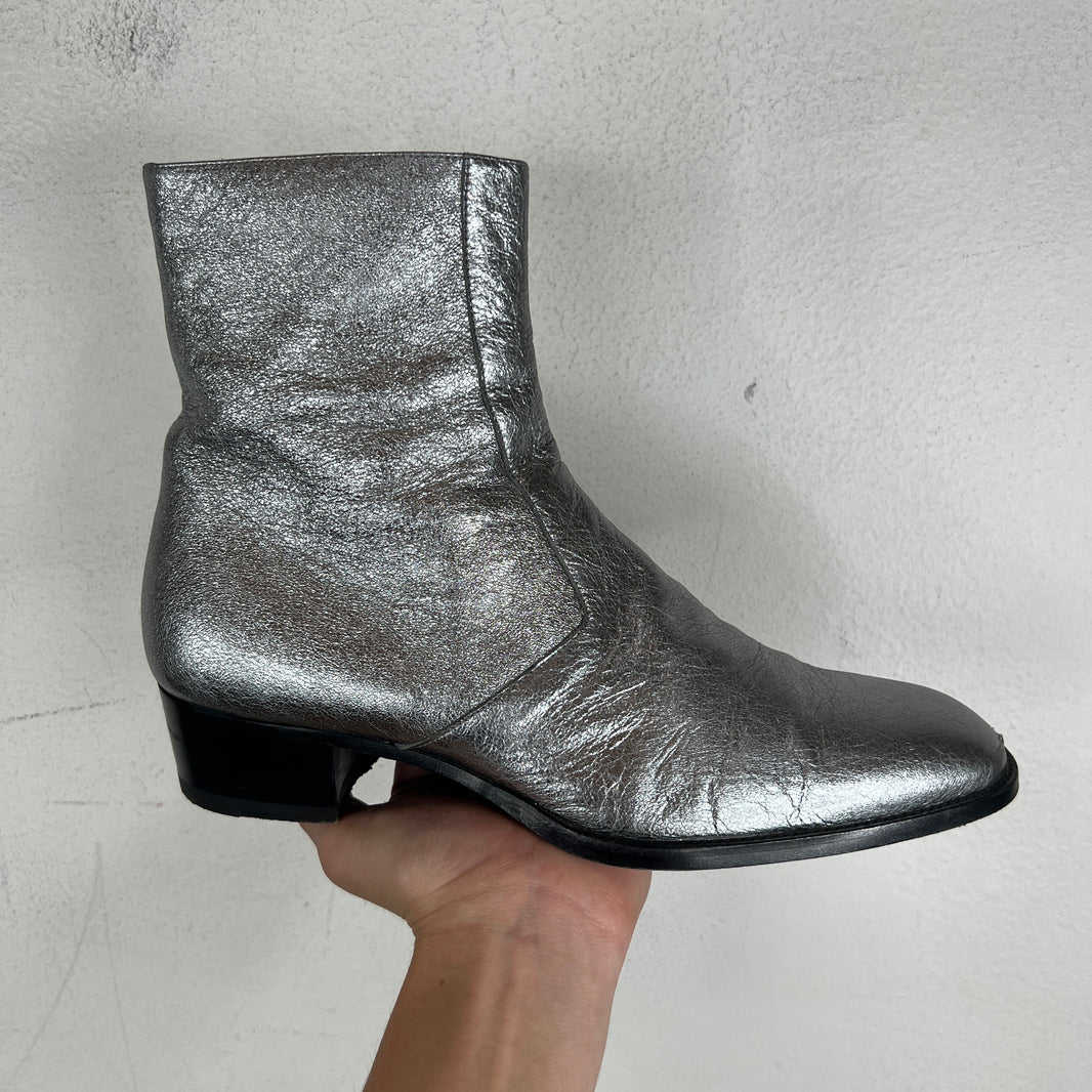 Saint Laurent Silver Wyatt Boots