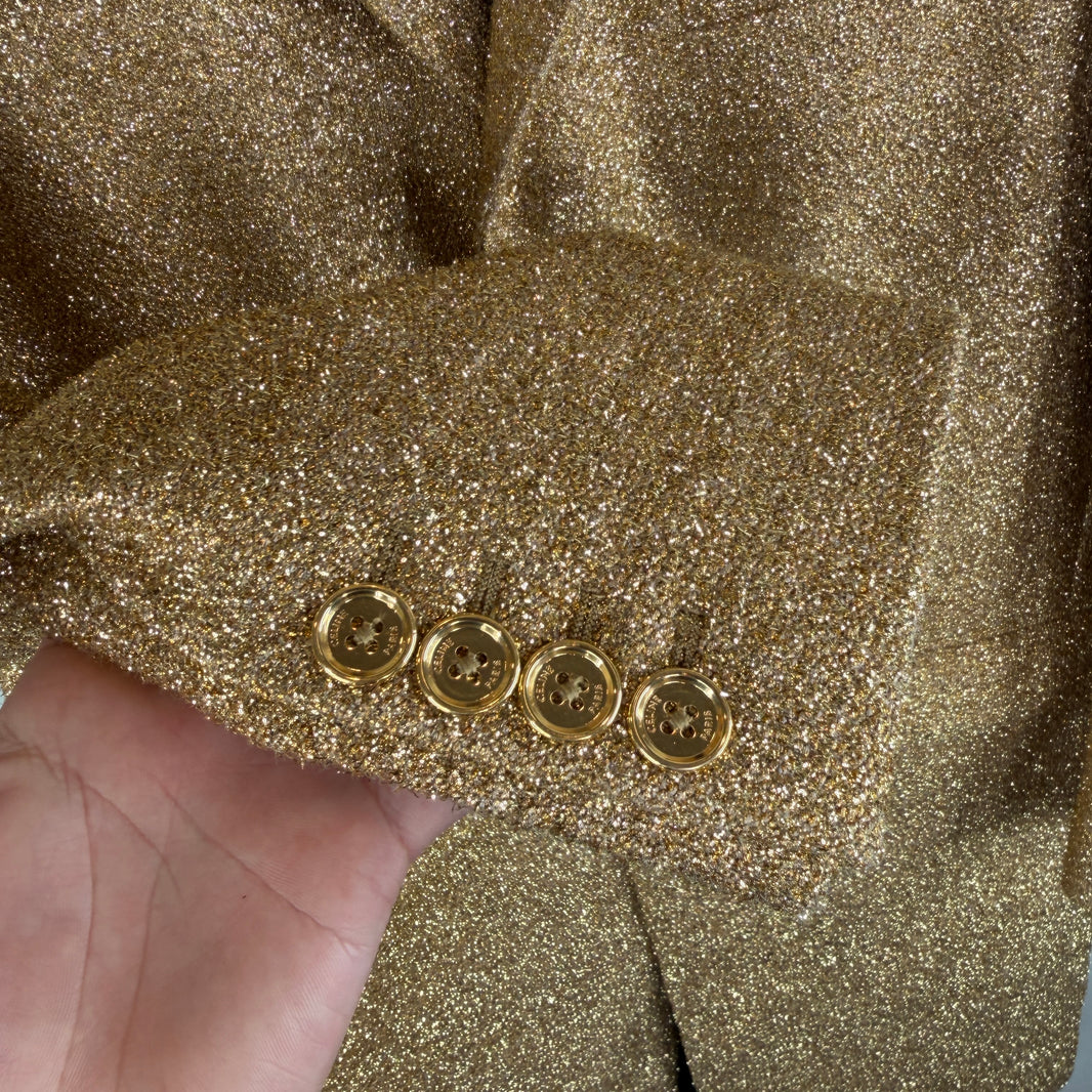 Celine Gold Metallic Tweed Coat