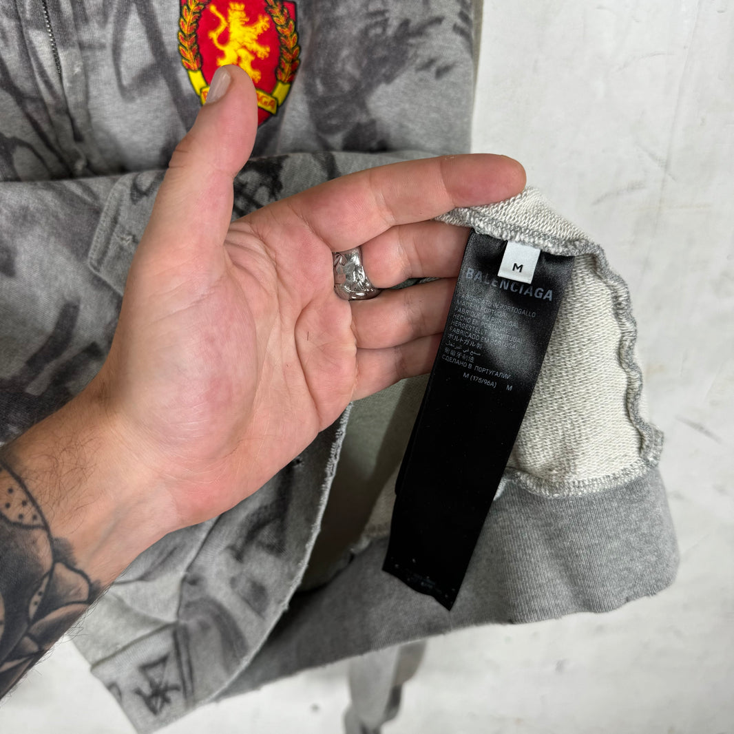 Balenciaga Grey Skater Zip Up Hoodie