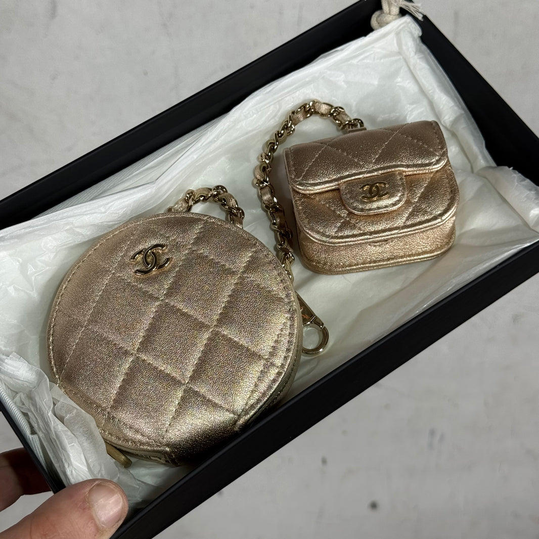 Chanel Mini Quilted Charm Chained Pouches