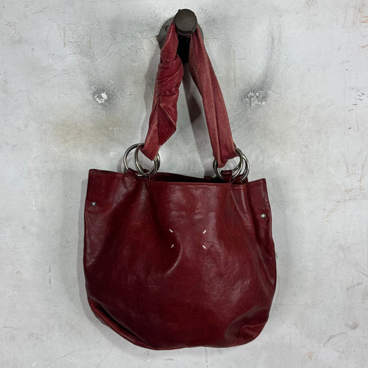 Margiela Red Leather Ring Tote Bag