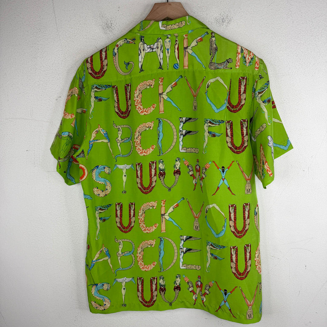 Supreme Green Alphabet F*** Button Up Shirt
