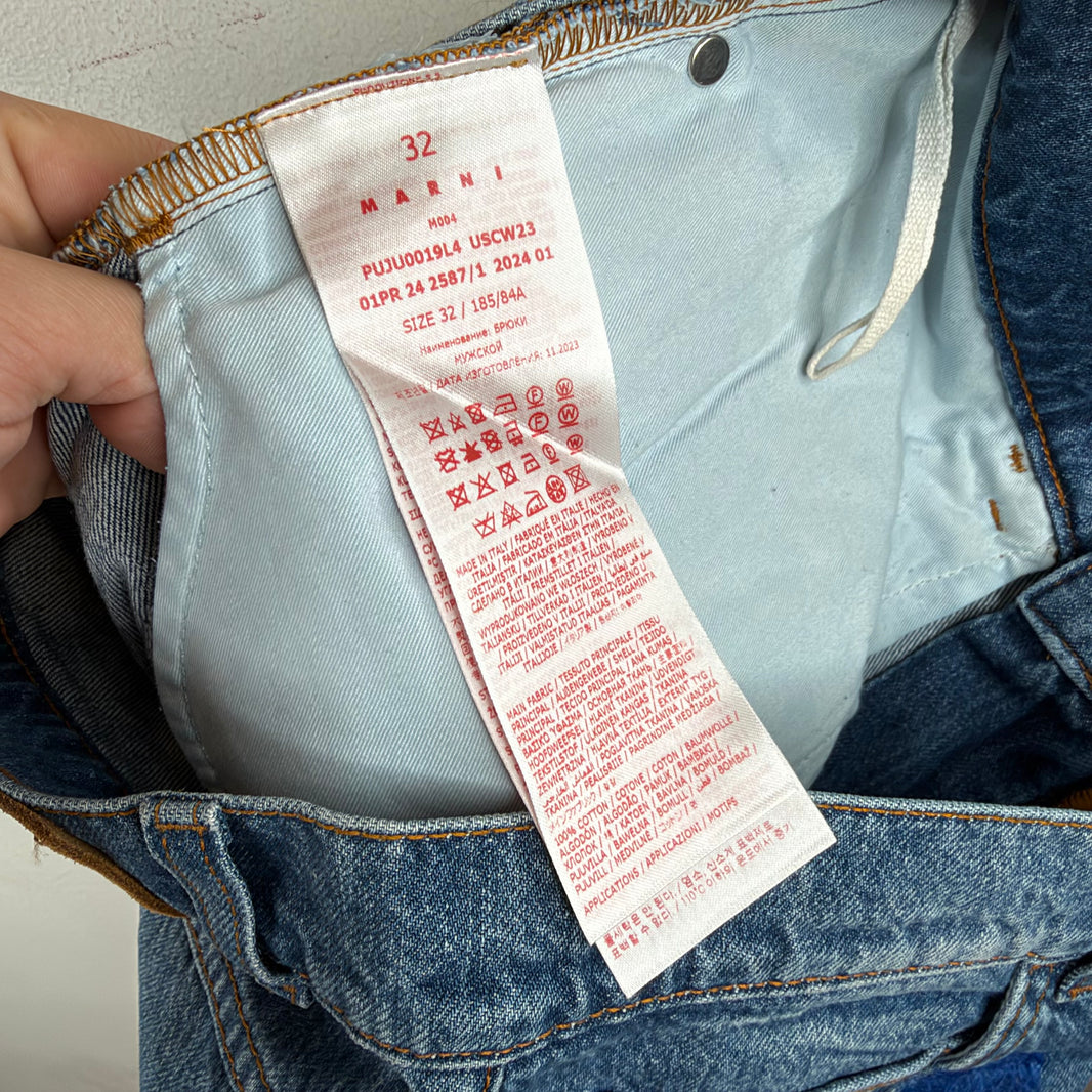 Marni Stone Washed Organic Denim Mohair Trousers