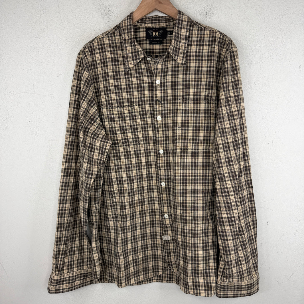RRL Brown Plaid Button Up Shirt