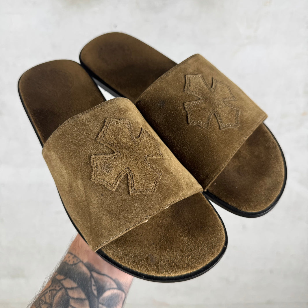 Chrome Hearts Suede Patch Slides
