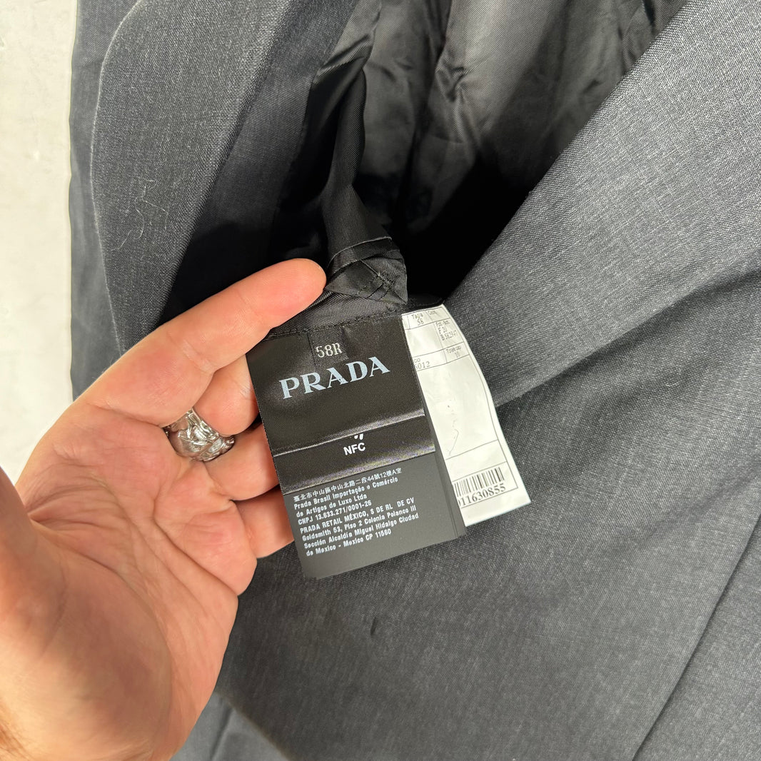 Prada Knitted Badge Double Breasted Blazer