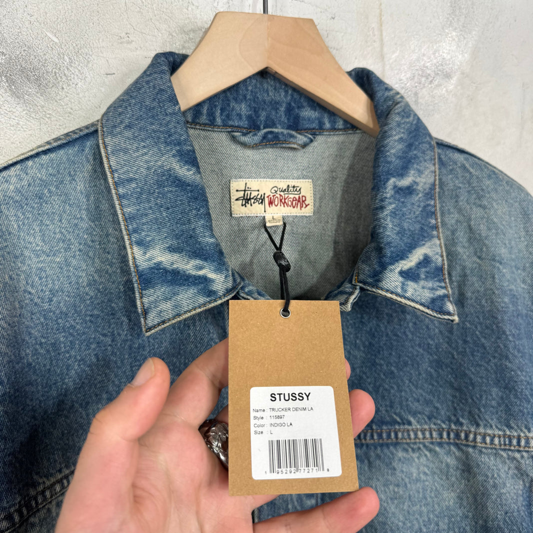Stussy Indigo LA Wash Denim Trucker Jacket