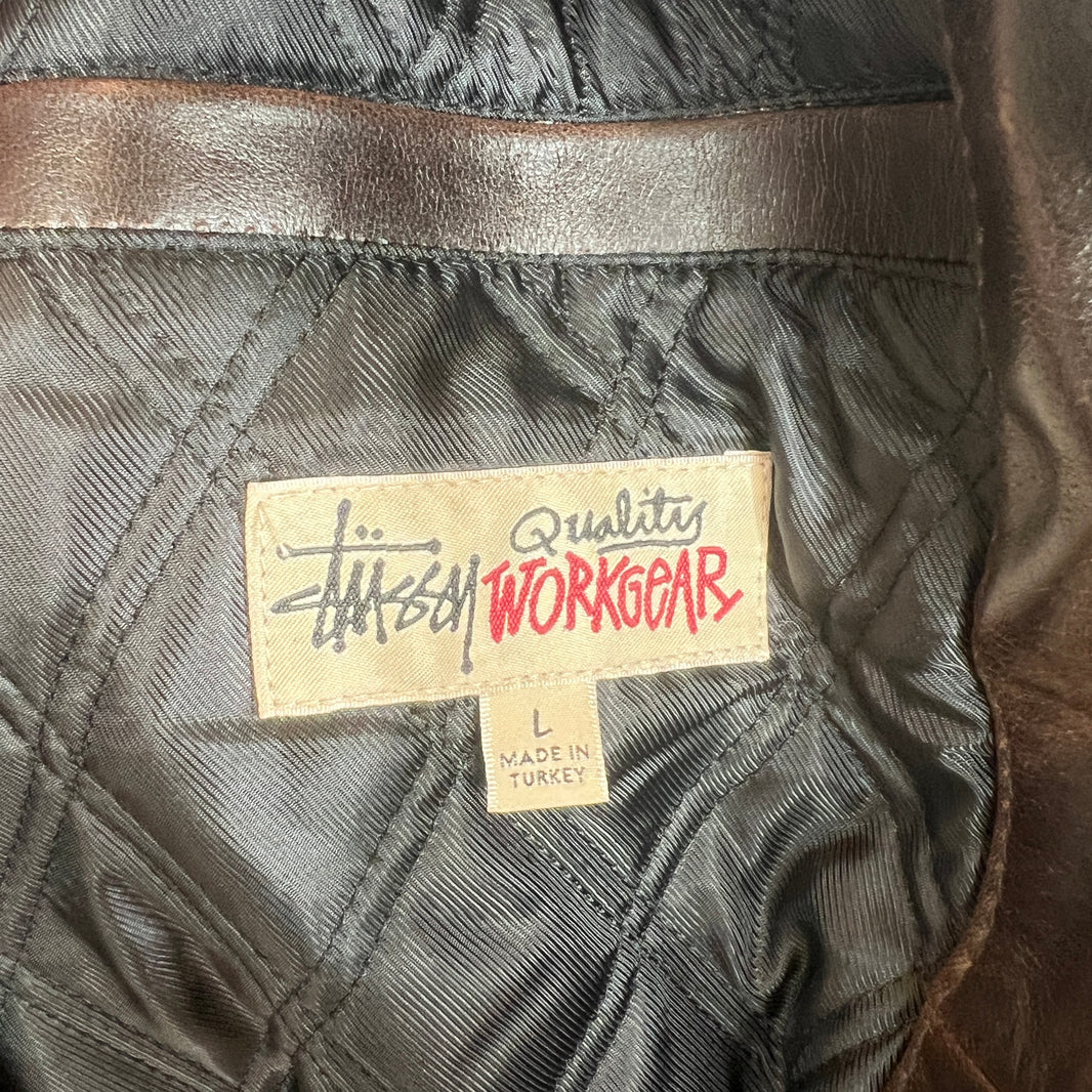Stussy Brown Goat Leather Garage Jacket