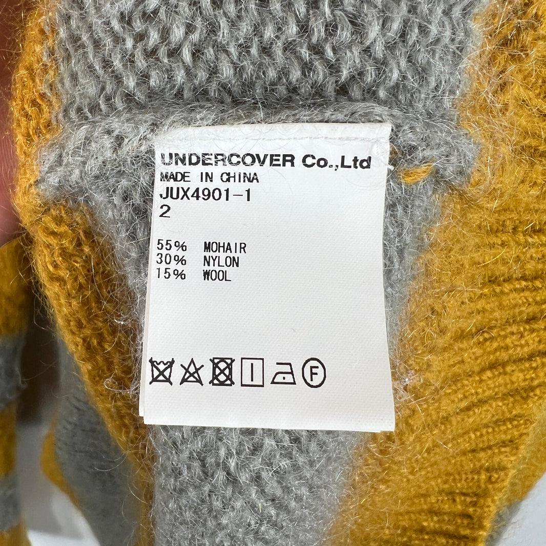 Undercover Yelloiw Mohair/Wool Blend Striped Sweater