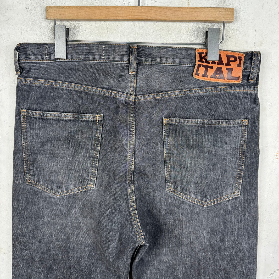 Kapital Charcoal Wash Flared Jeans
