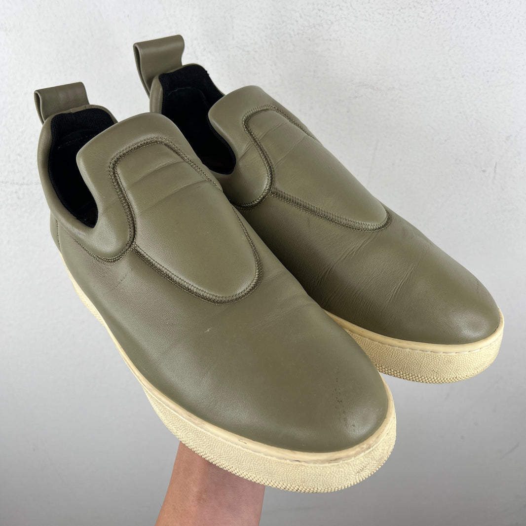 Celine Olive Leather Slip On Sneakers