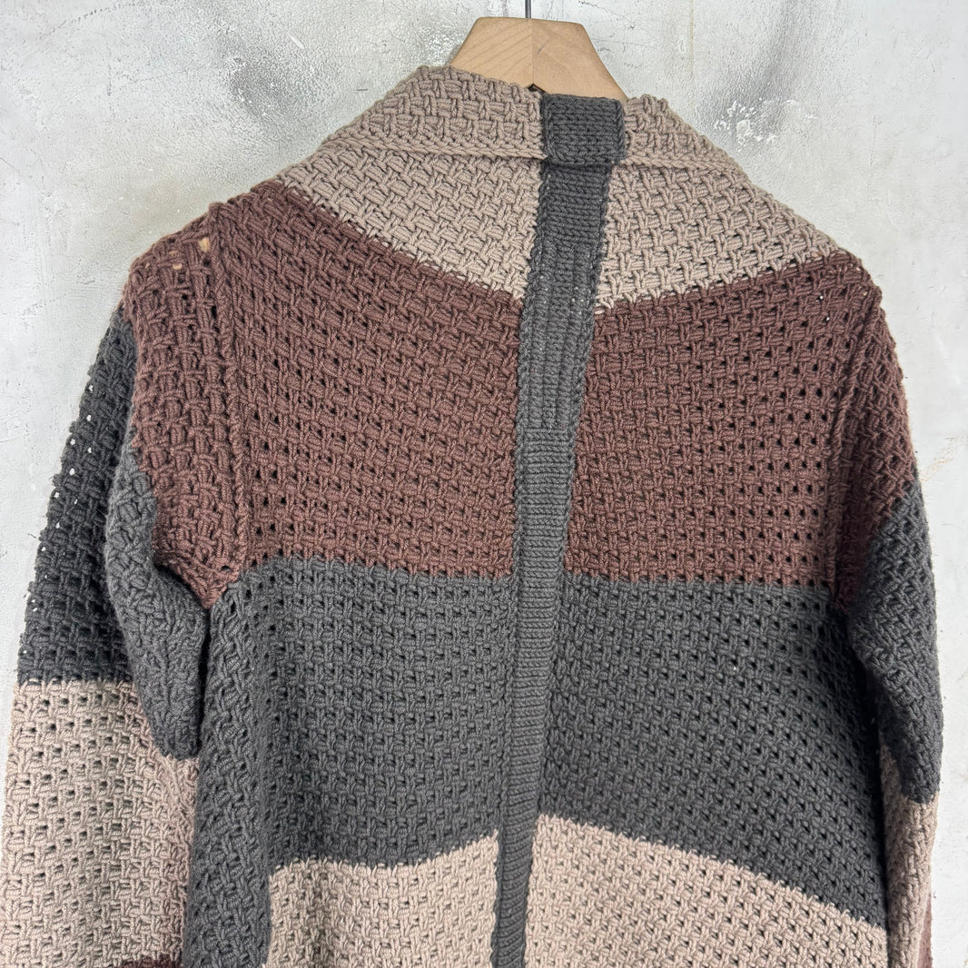 Rick Owens Mastadon Knitted Color Blocked Poncho