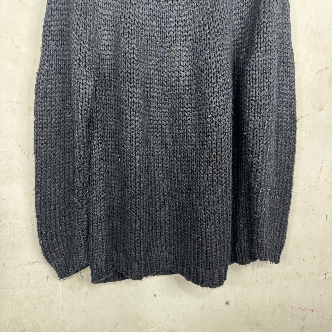 Undercover Leather Lace Up Heavy Knit Sweater