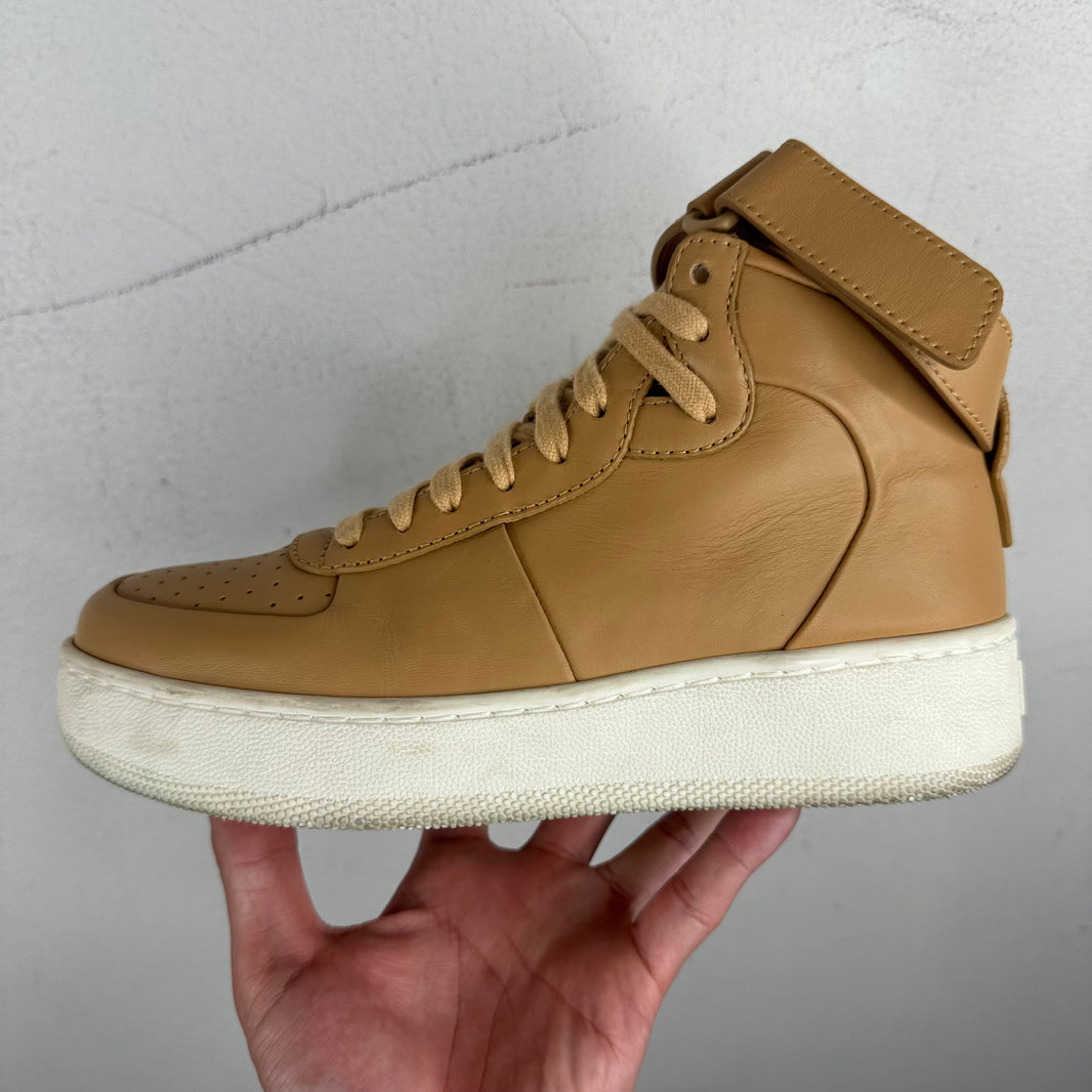 Celine Tan Leather High-Top Sneakers