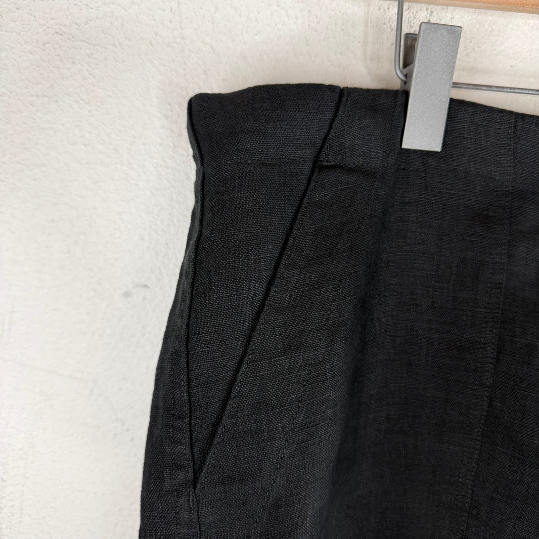 Greg Lauren Black Linen Wide Leg Trousers