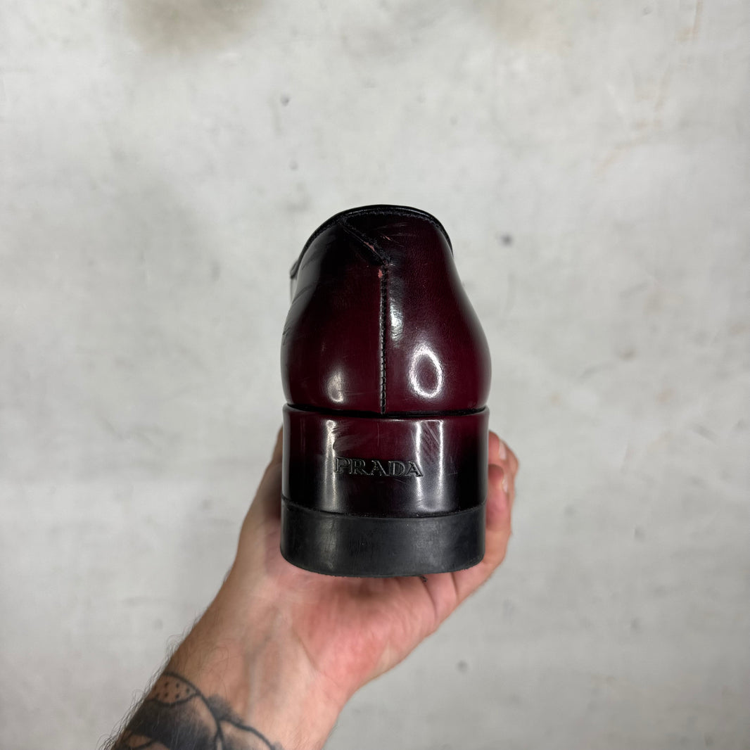 Prada Oxblood Garnet Brushed Derby's