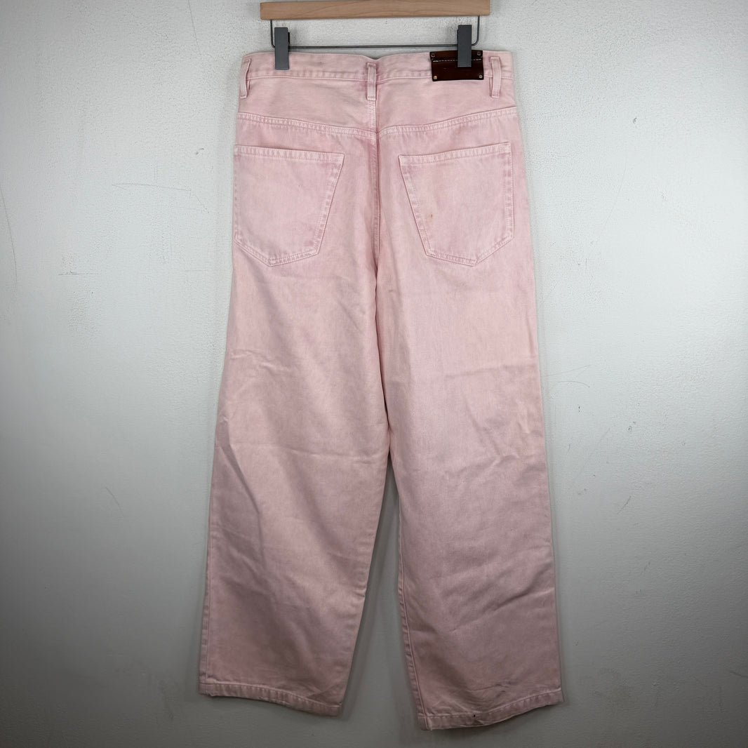Dries Van Noten Pink Wide Leg Baggy Jeans
