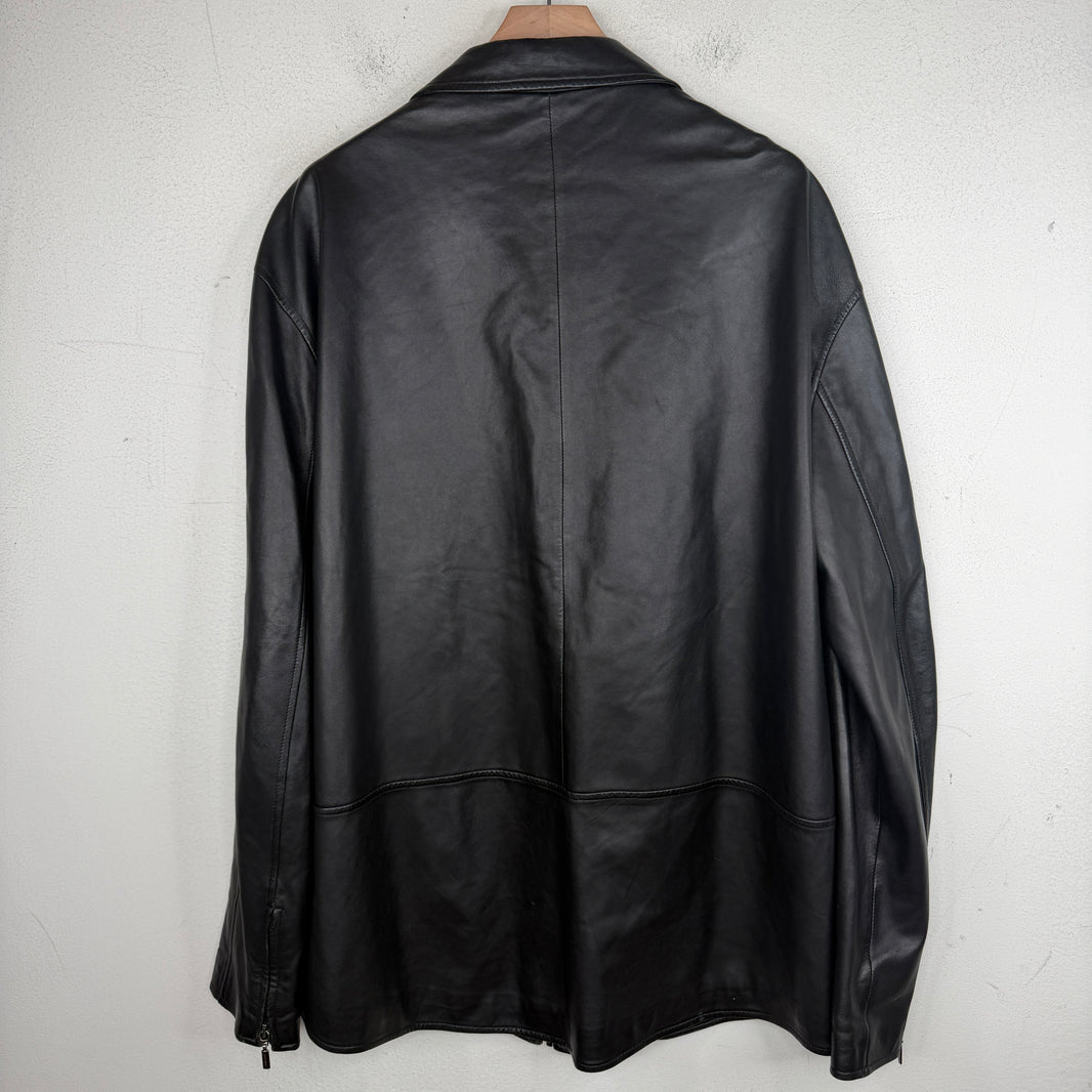 Armani Lamb Leather Zip Up Coaches Jacket