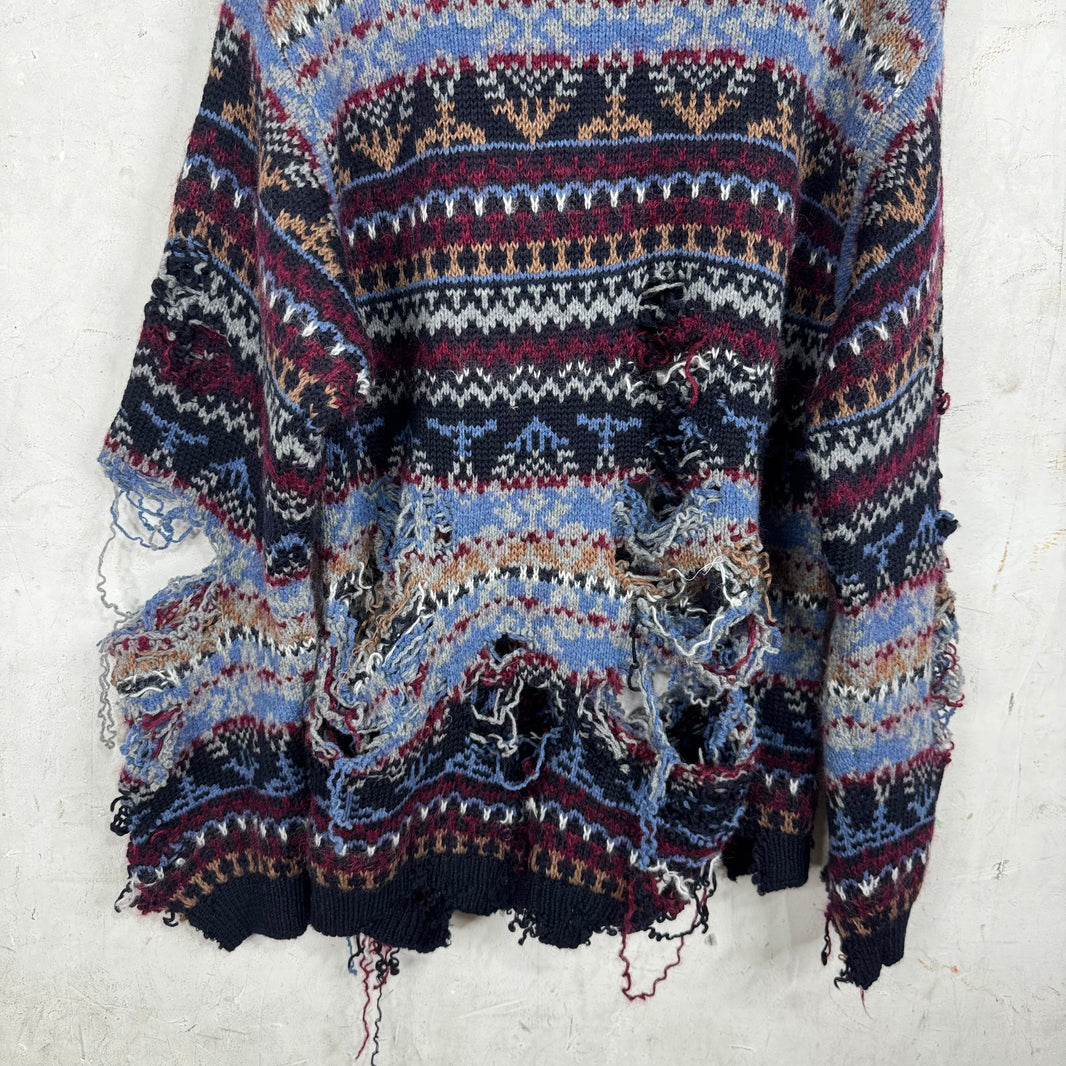 Balenciaga Sample Distressed Patterned Knit Sweater