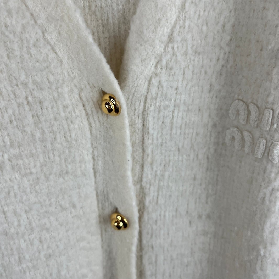 Miu Miu White Wool Cardigan