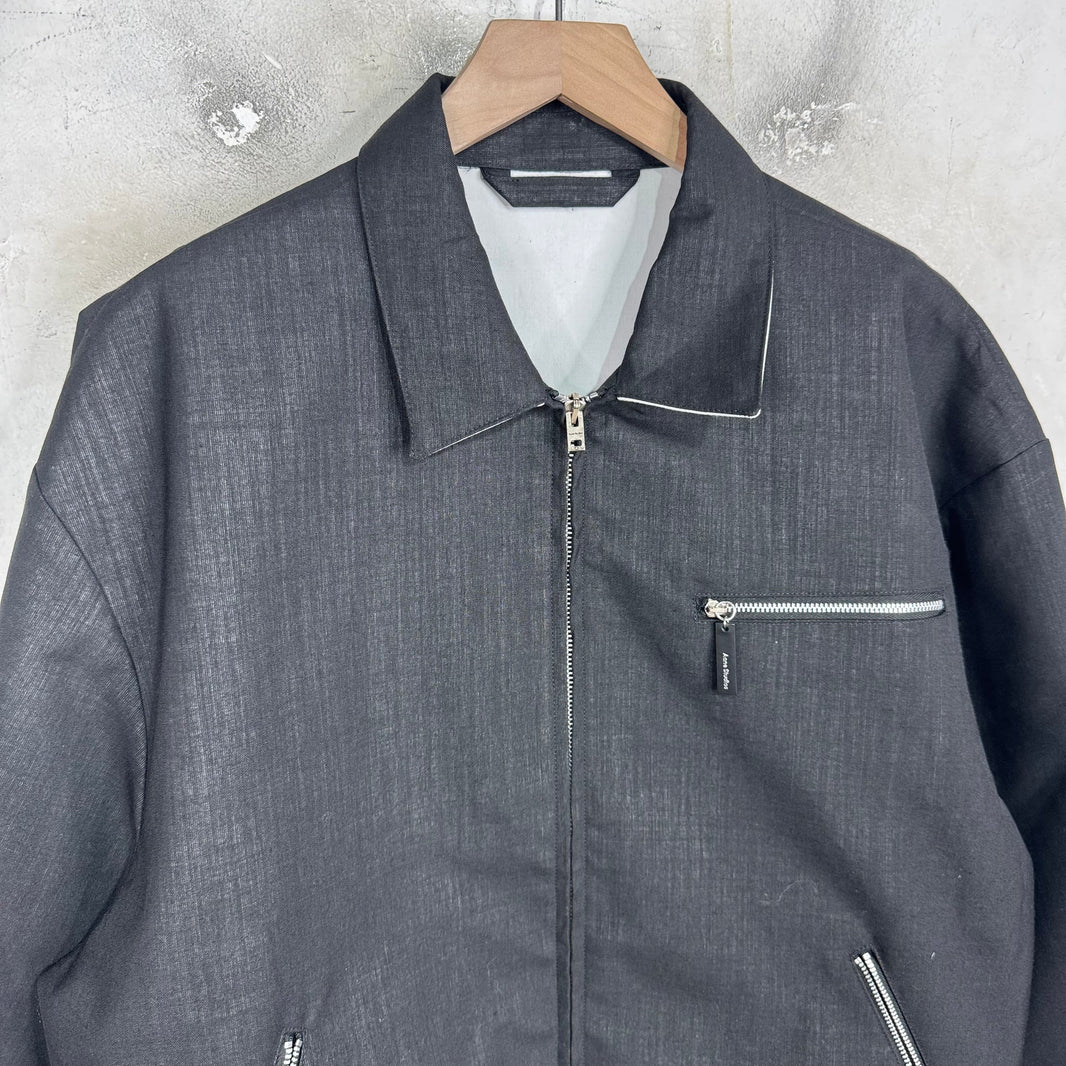 Acne Studios Black Wool Blend Zip-Up Jacket
