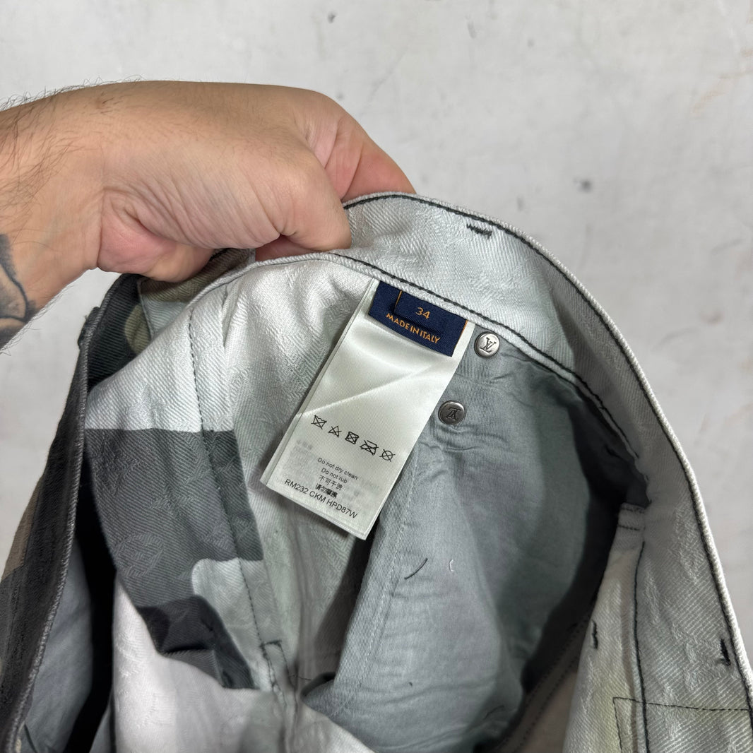 Louis Vuitton Kid Super Paneled Camo Monogram Jeans
