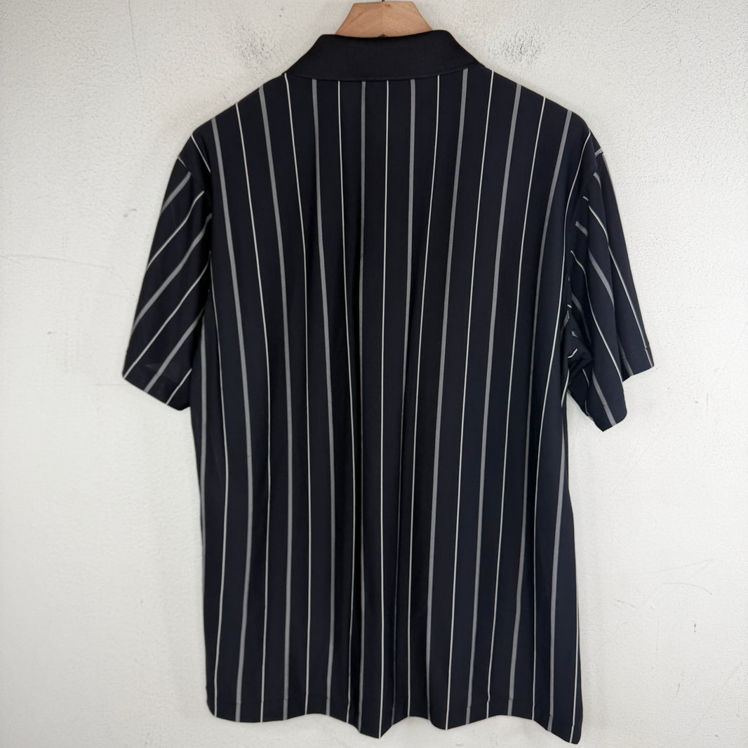 YSL Vintage Navy Silk Metal Button Polo T-Shirt