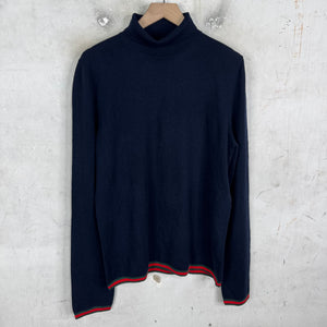 Gucci Navy Cashmere Web Turtleneck