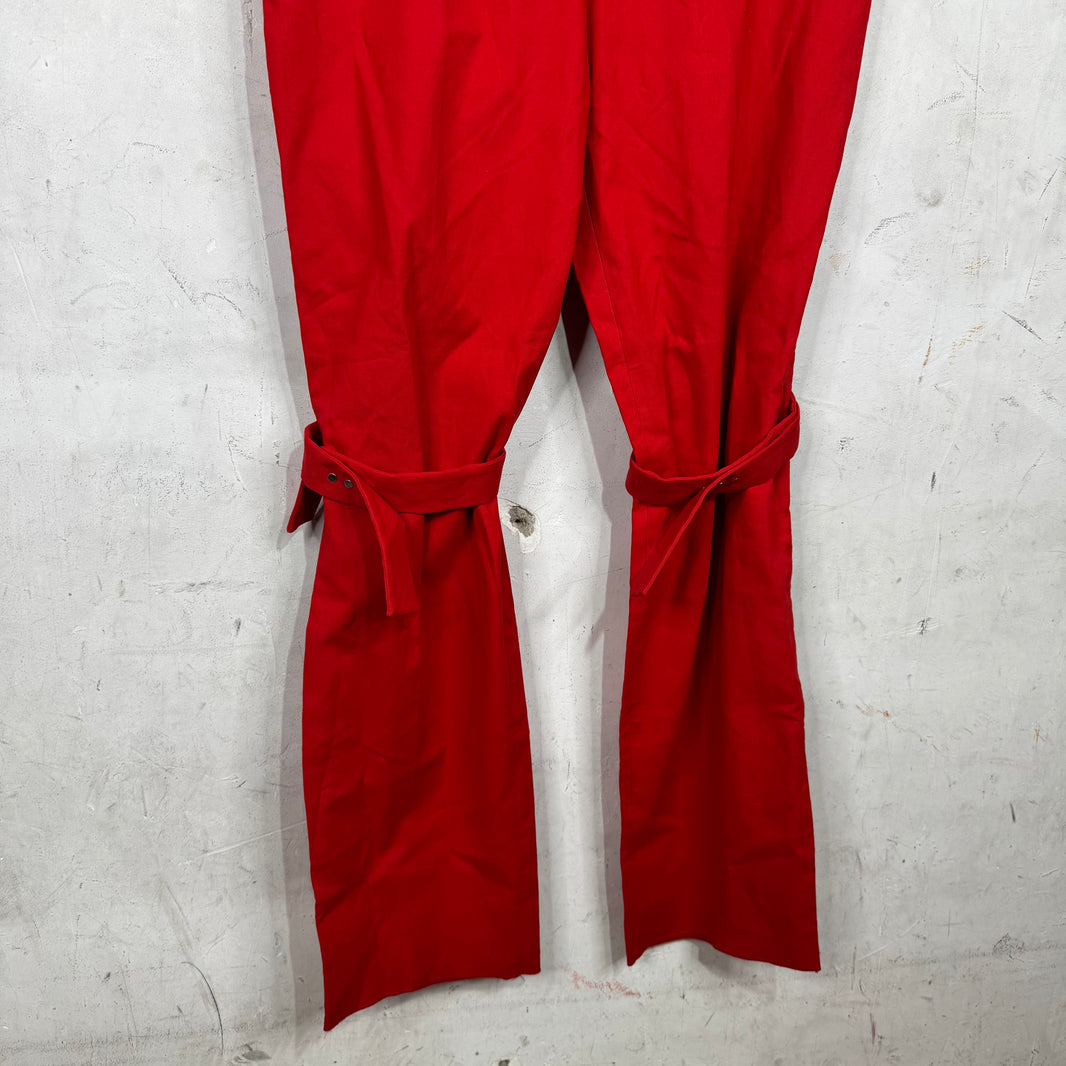 Bottega Veneta Gabardine Knee Strap Pants Red