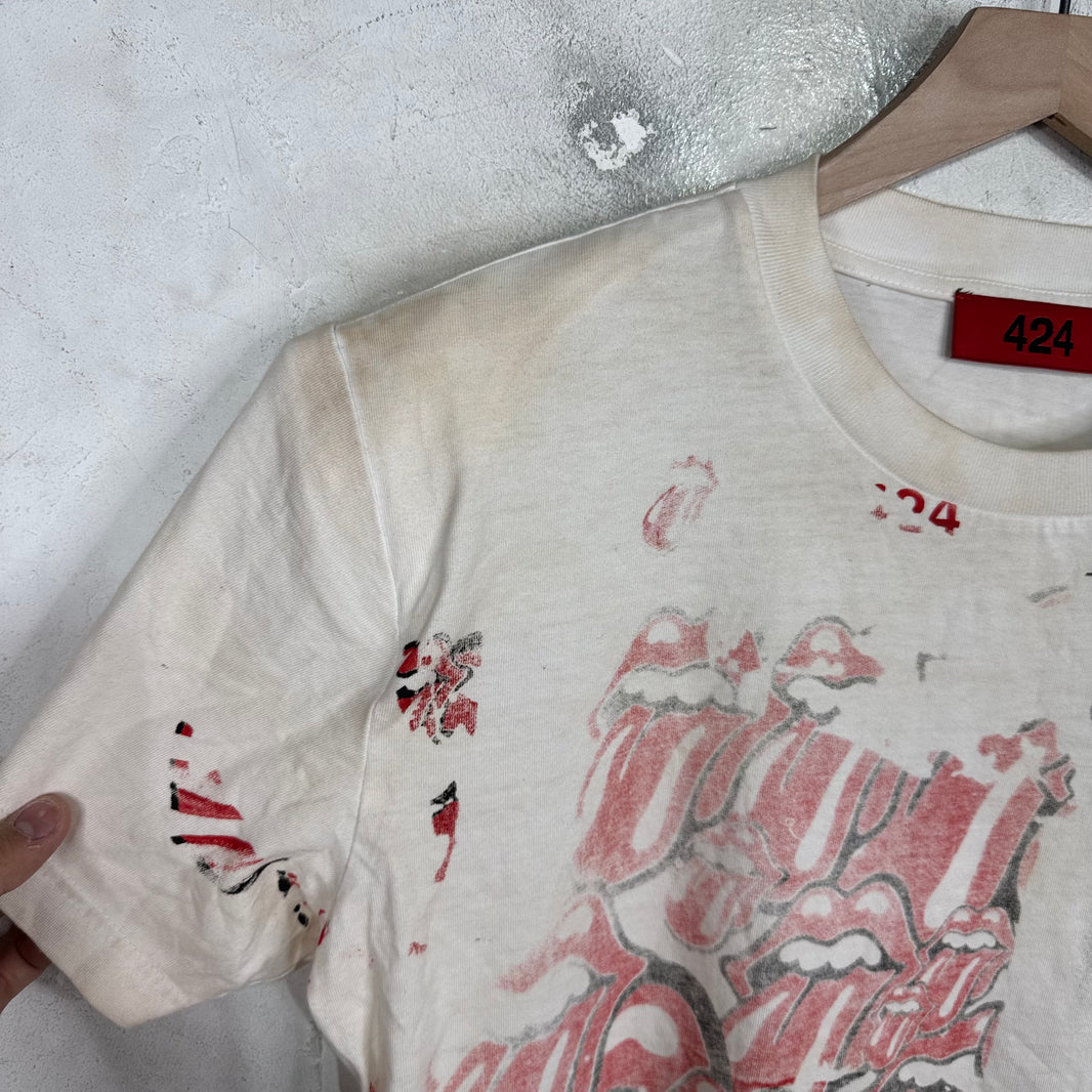 424 Rolling Stones Sprayed Shoulder Pad T-Shirt