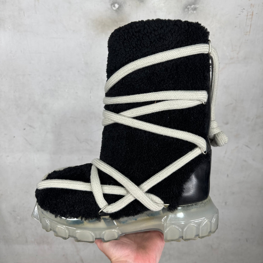 Rick Owens Lunar Megalace Shearling Tractor Boots