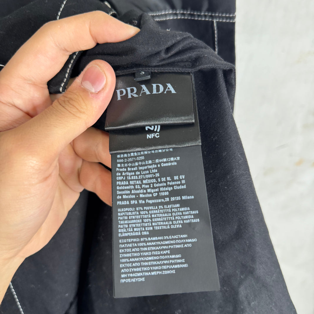 Prada Contrast Stitch Plaqued Snap Shirt