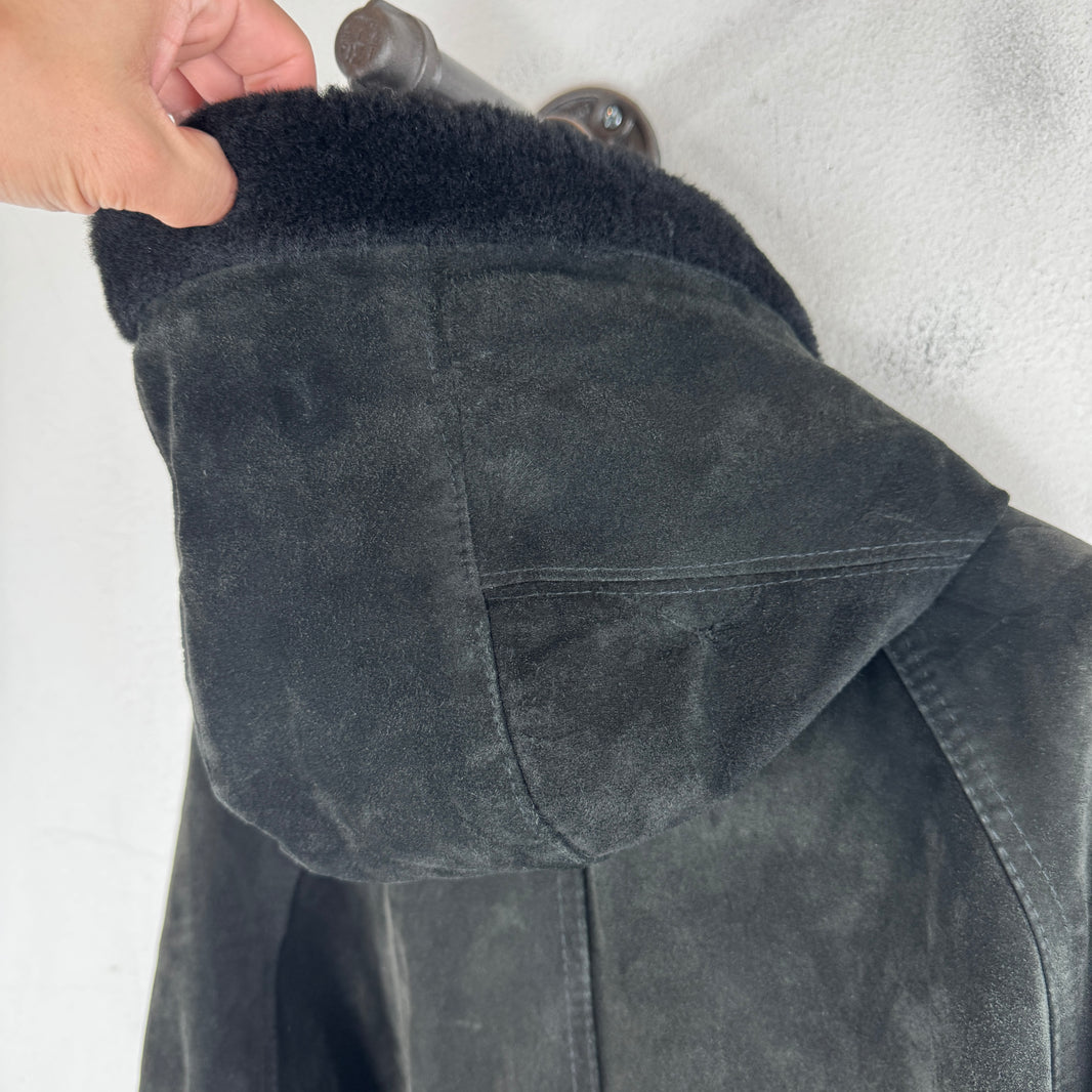 Vintage Leather/Suede Hooded Zip Jacket