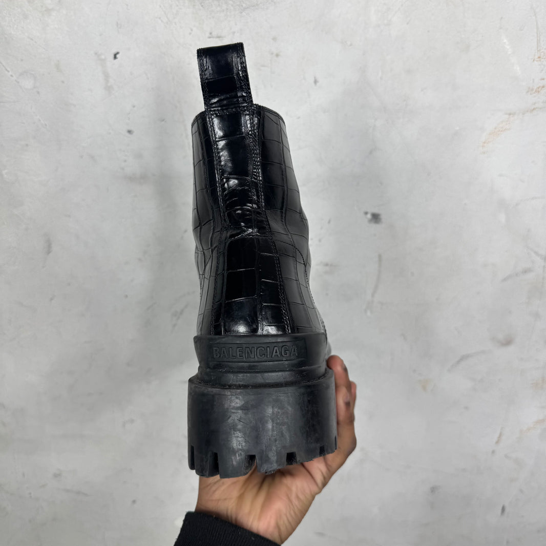 Balenciaga Croc Leather Strike Boots