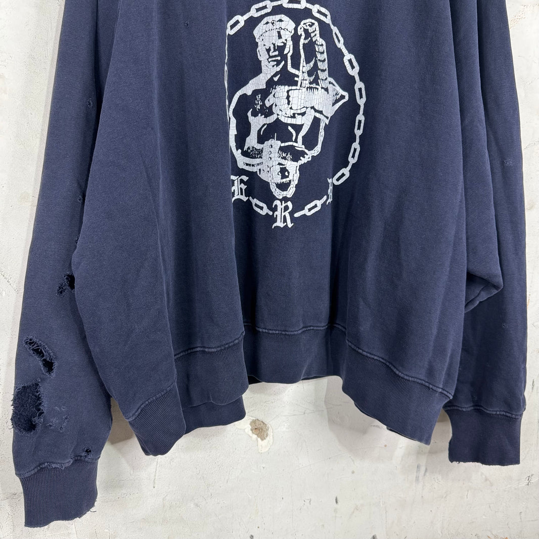 ERD Distressed Chaine Raglan Crewneck
