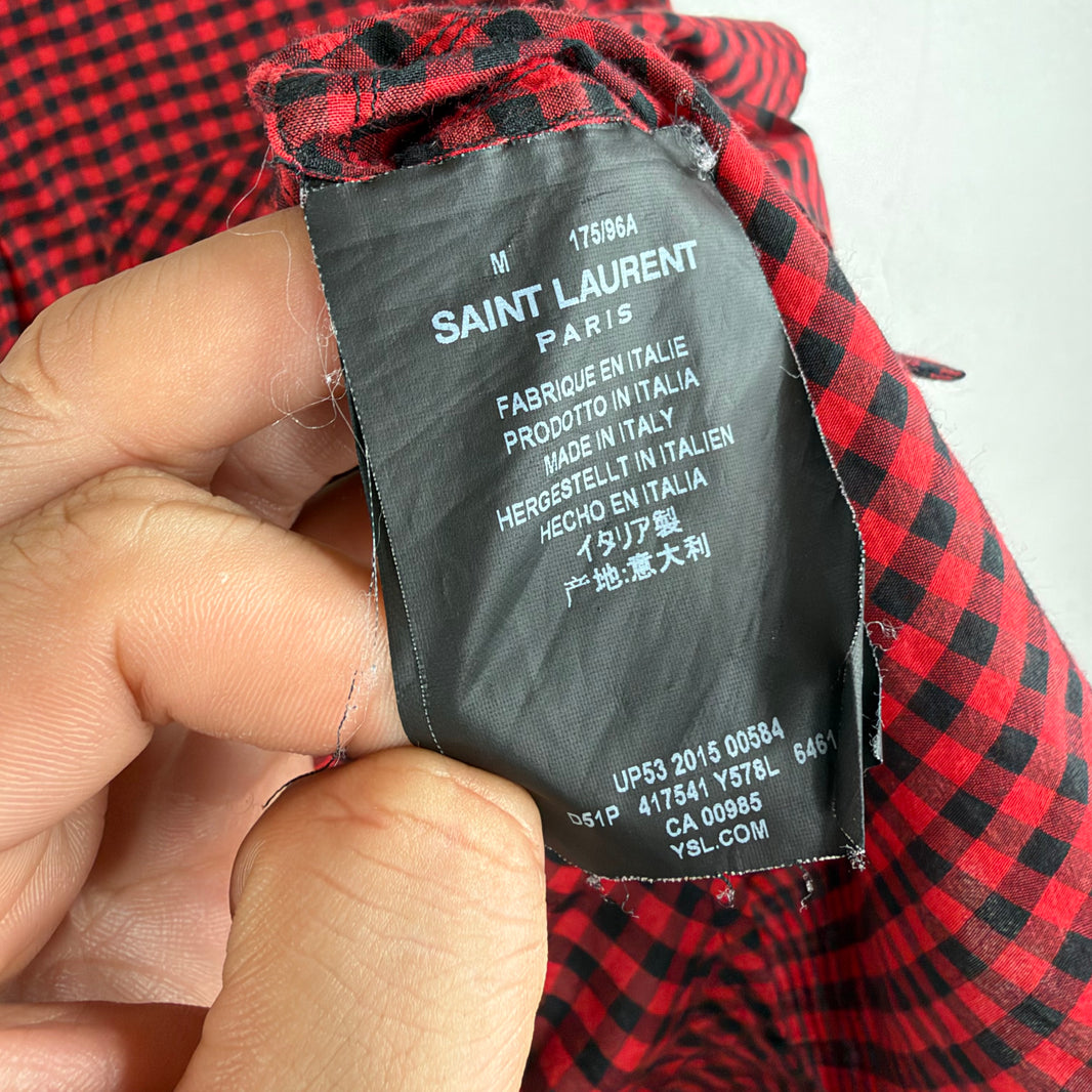 Saint Laurent Red Plaid Western Shirt