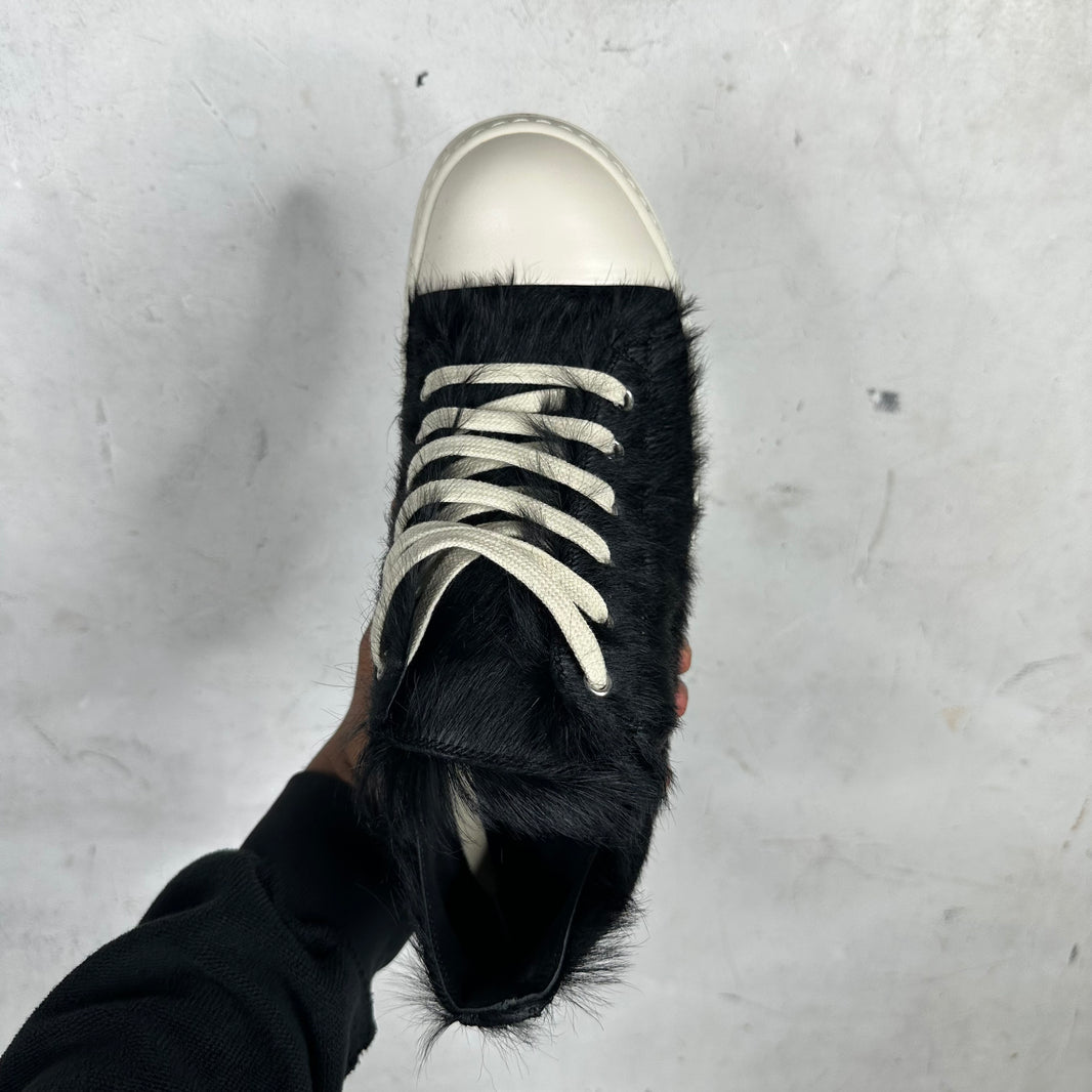 Rick Owens Black Furry Low Ramones Sneakers