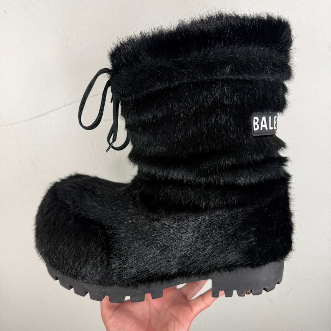 Balenciaga Black Furry Alaska Boots