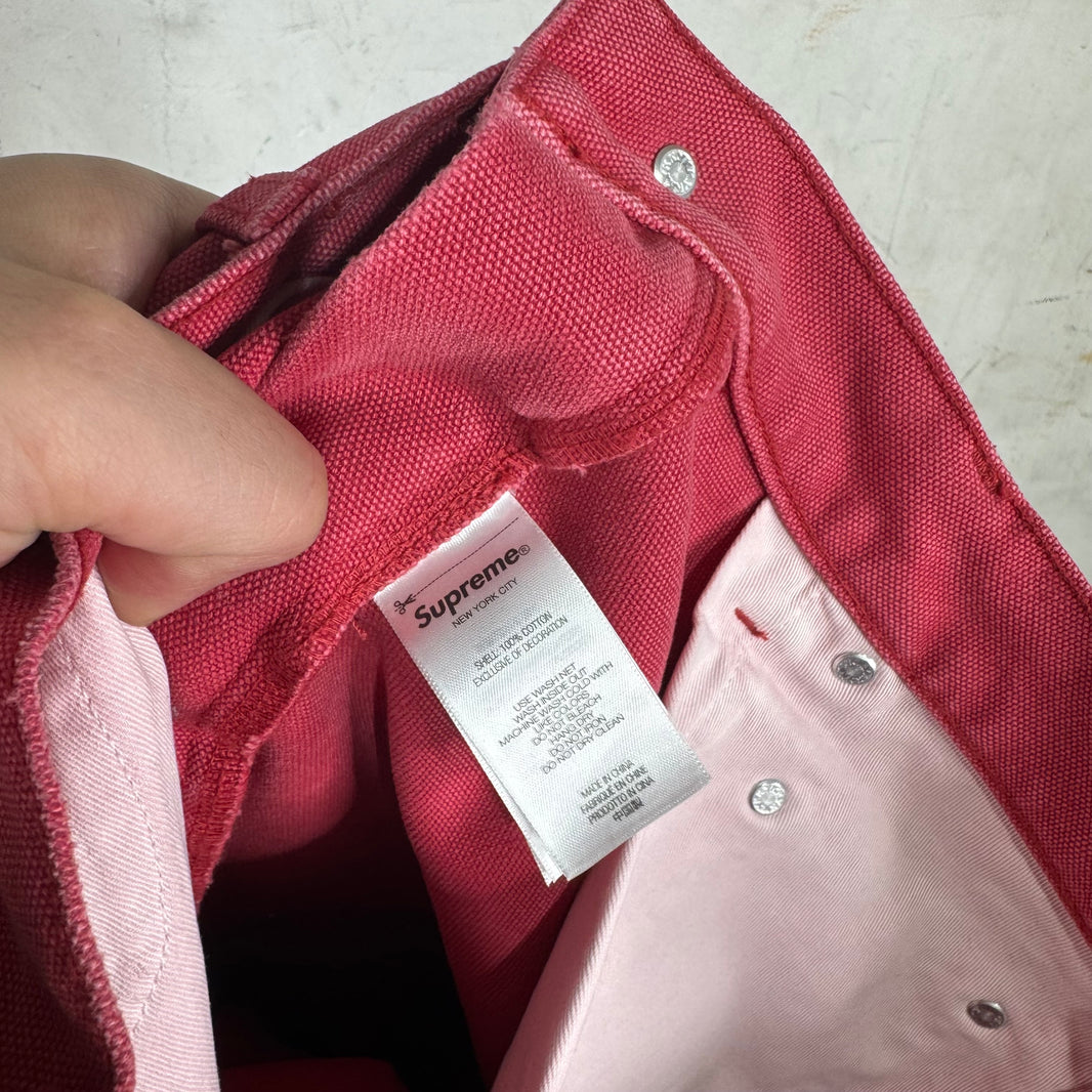 Supreme Red Faded Logo Carpenters
