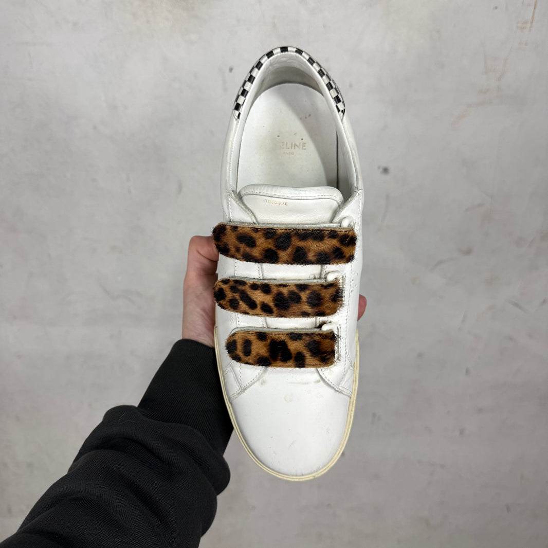 Celine Triomphe Leopard Strap Sneakers