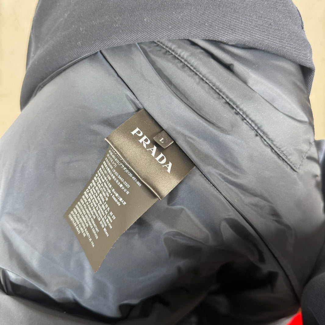 Prada Navy Padded Trench Coat