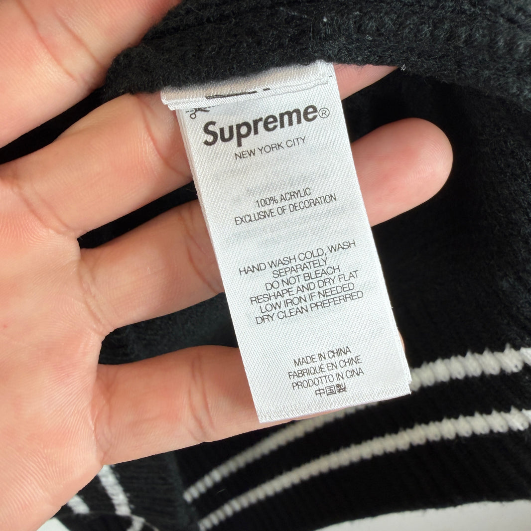 Supreme Cursive Embroidered 1/4 Zip Knit Sweater