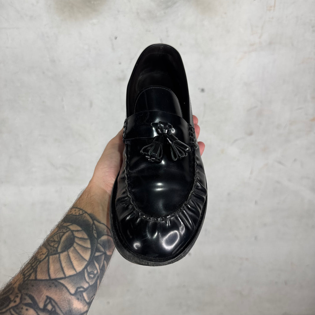 The Row Leather Scrunched Tassel Loafers
